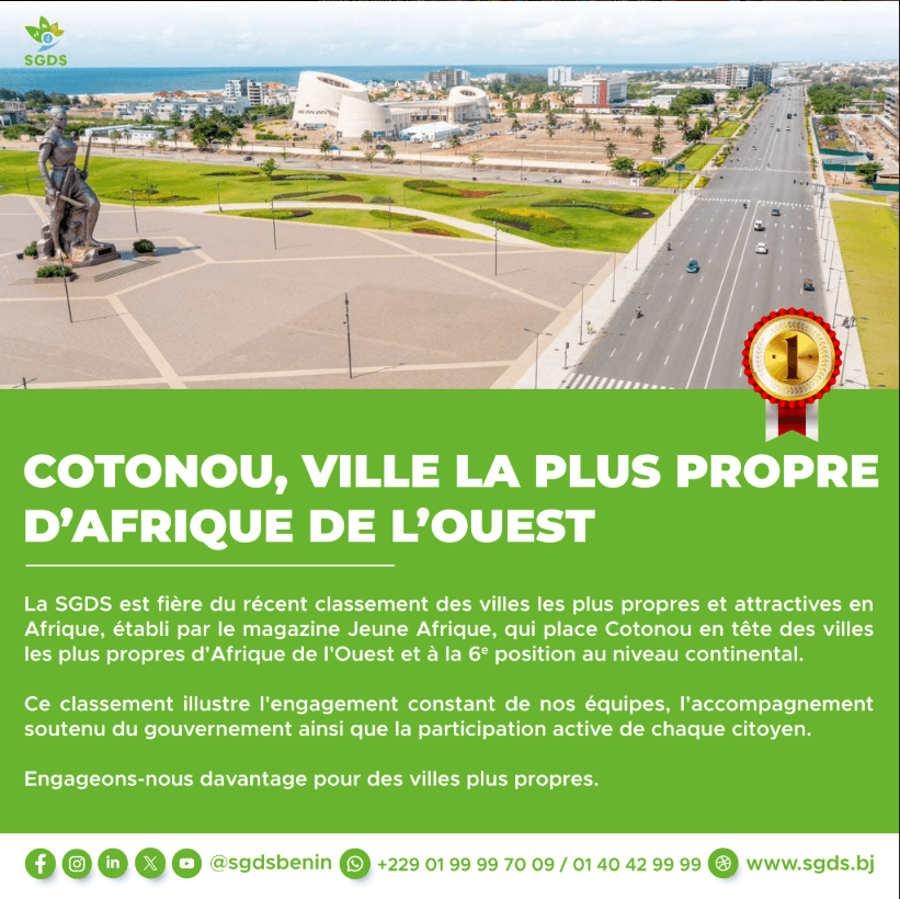 Cotonou, ville la plus propre de l'Afrique de l'ouest