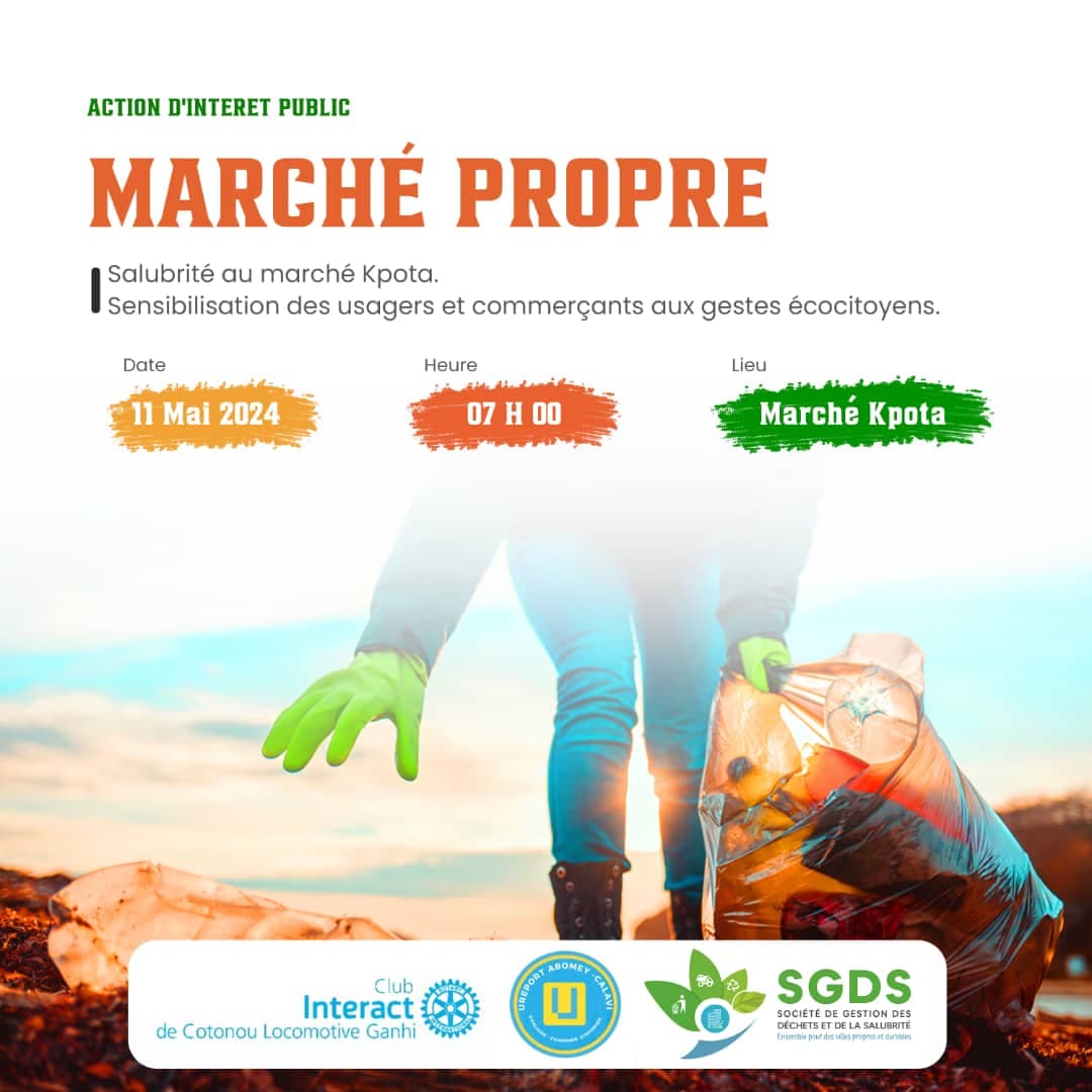 Journée de salubrité au marché de Kpota à Abomey-Calavi